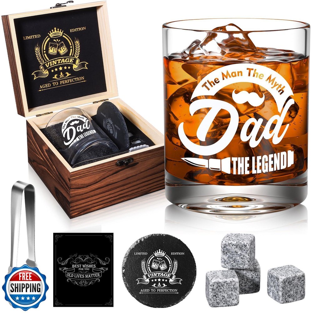 Whiskey Glasses Set 12 oz for Dad Fathers Day Birthday Gifts-image
