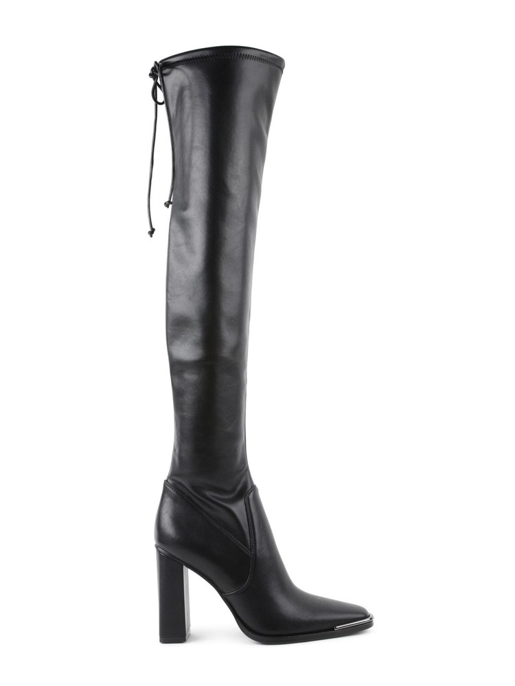 BCBGENERATION Womens Black Tie Metallic Adjustable Abanna Heeled Boots 9.5 M