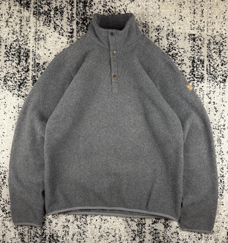 Fjallraven Ovik Fleece Sweater Jumper Mens Size M Gray 1/4 Zip