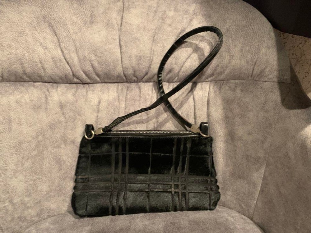 Burberry Shoulder Bag Nova Check Leather Black Authentic F1113616