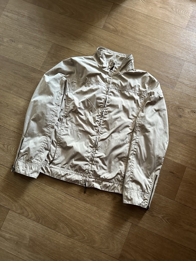 Vintage Rare Moncler Beige Nylon Jacket 90s Retro Style