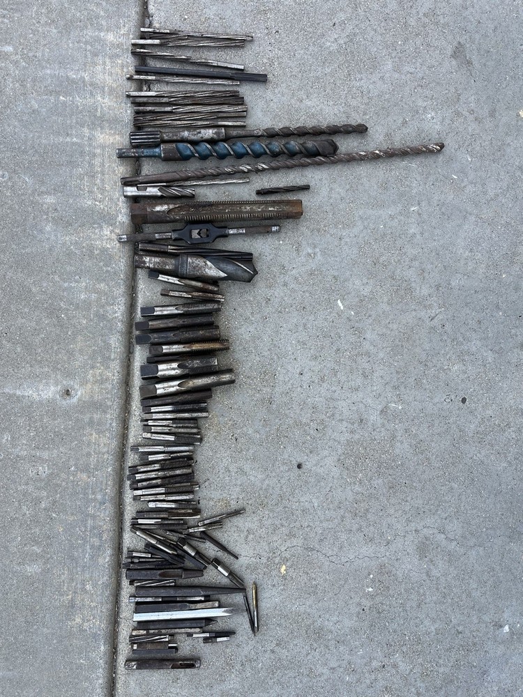 14 Lb Machinist Tool Lot Drill Bits Taps Reamers HSS High Speed Steel Long Bits