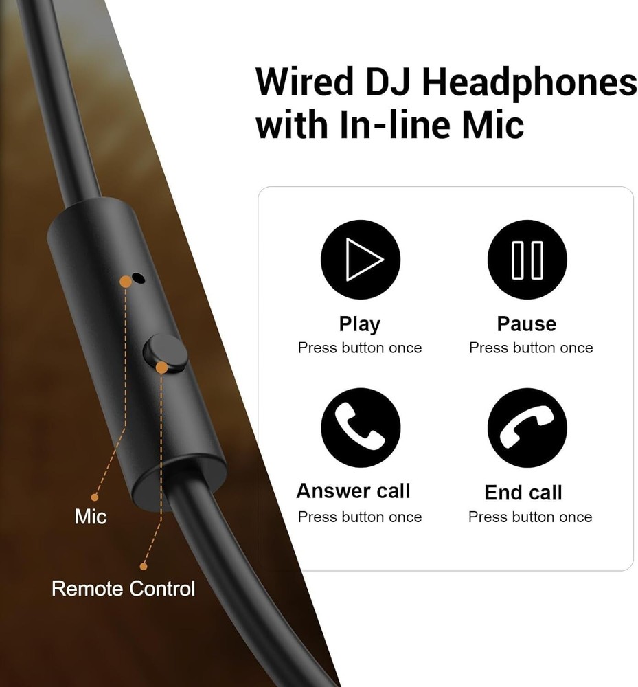 OneOdio Wired Over-Ear Headphones with Mic | Noise Cancelling Earcups & Black