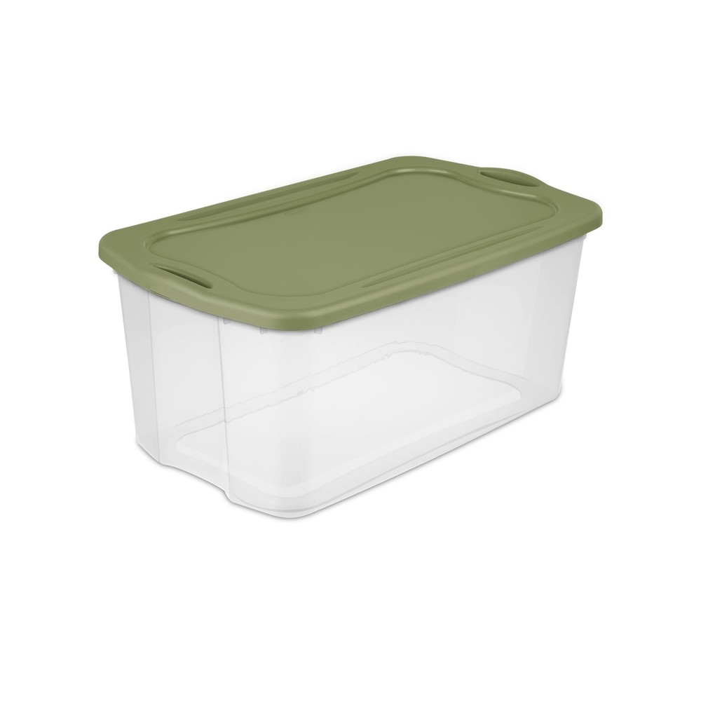 Clear 120 Qt Stackable Plastic Storage Bin with Lid and Handles