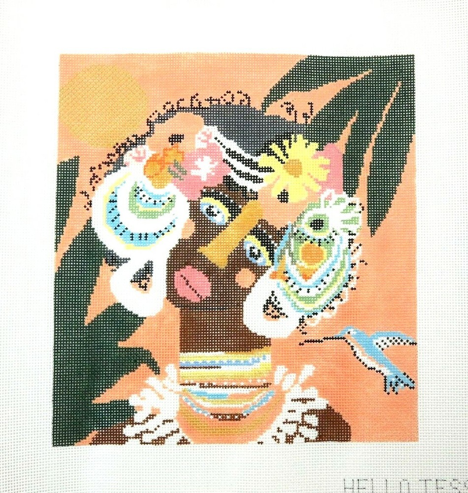 Hello Tess Hope Woman's Face Handpainted  Needlepoint Canvas