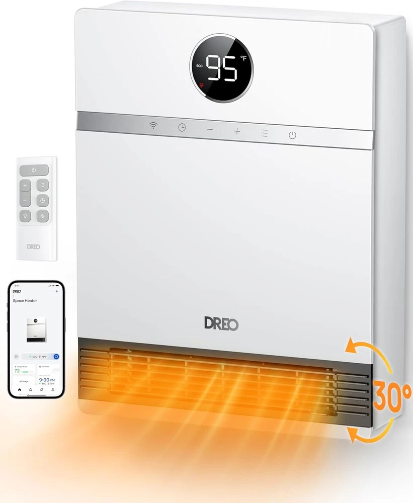 Smart Wall Heater, IP24 Electric PTC Space Heater for Indoor Use,Remote Control