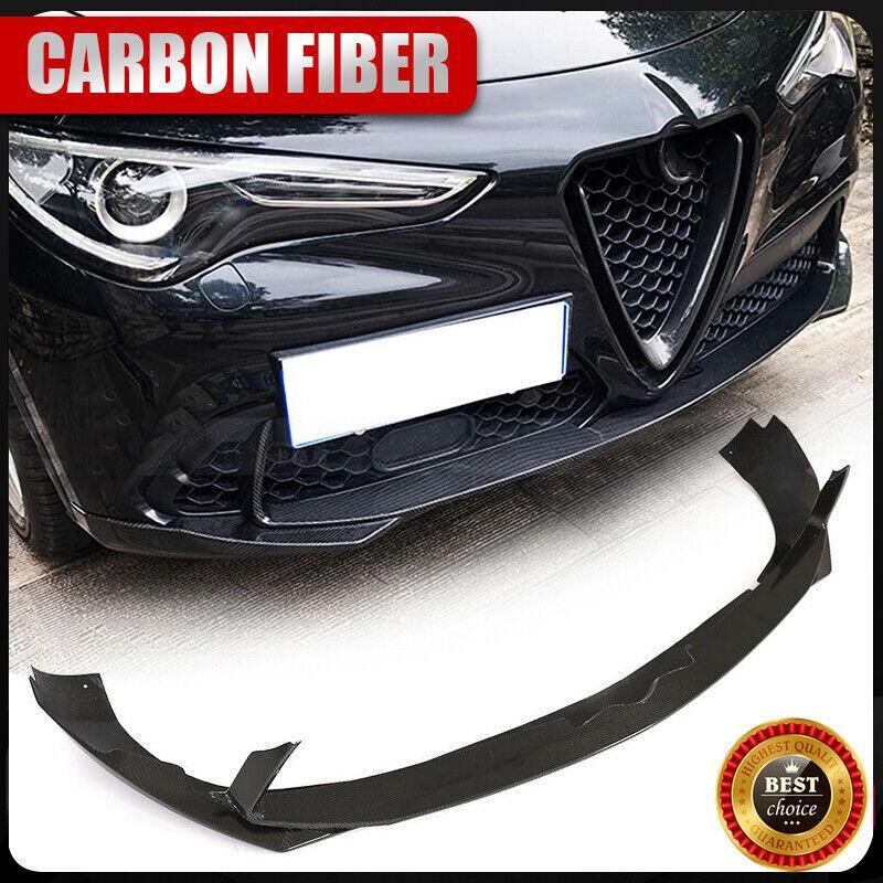3PCS Carbon Fiber Front Bumper Lip Spoiler Splitter For Alfa Romeo Stelvio 17-19