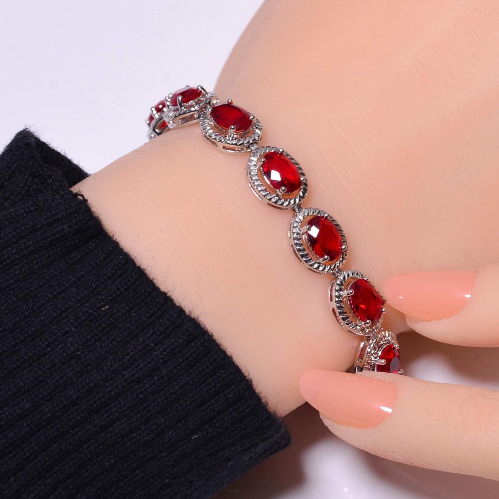 Red Garnet 925 Sterling Silver Tennis Bracelet 7.99