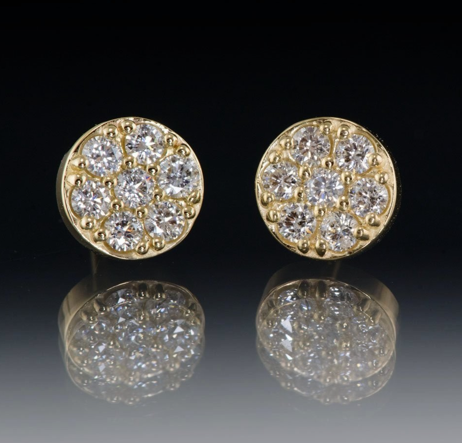 Christmas Sale Moissanite Stud Earrings Solid 14K Yellow Gold 2.10 CT Round Cut-image