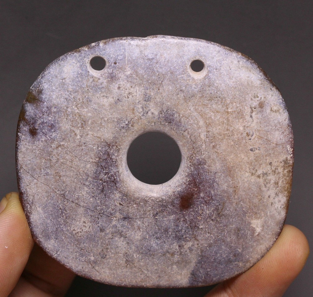 7CM China Hongshan Culture Old Jade Carve Fengshui Pattern Yu Bi Yu bi Pendant