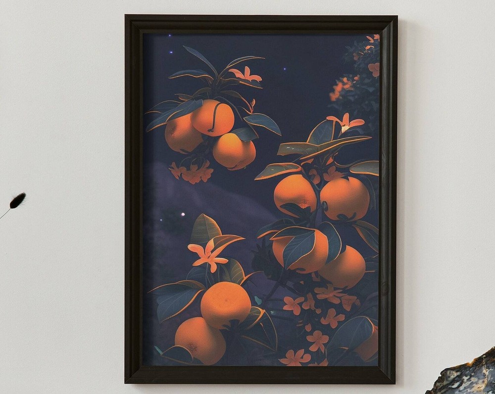 Orange Tree Painting Nature Botanic Print Artwork Print At Home Wall Art Wall