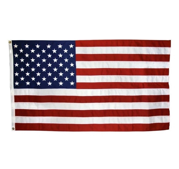 US Flag 3 x 5 ft: 100% American Made Cotton  Embroidered Stars and Sewn Stripes