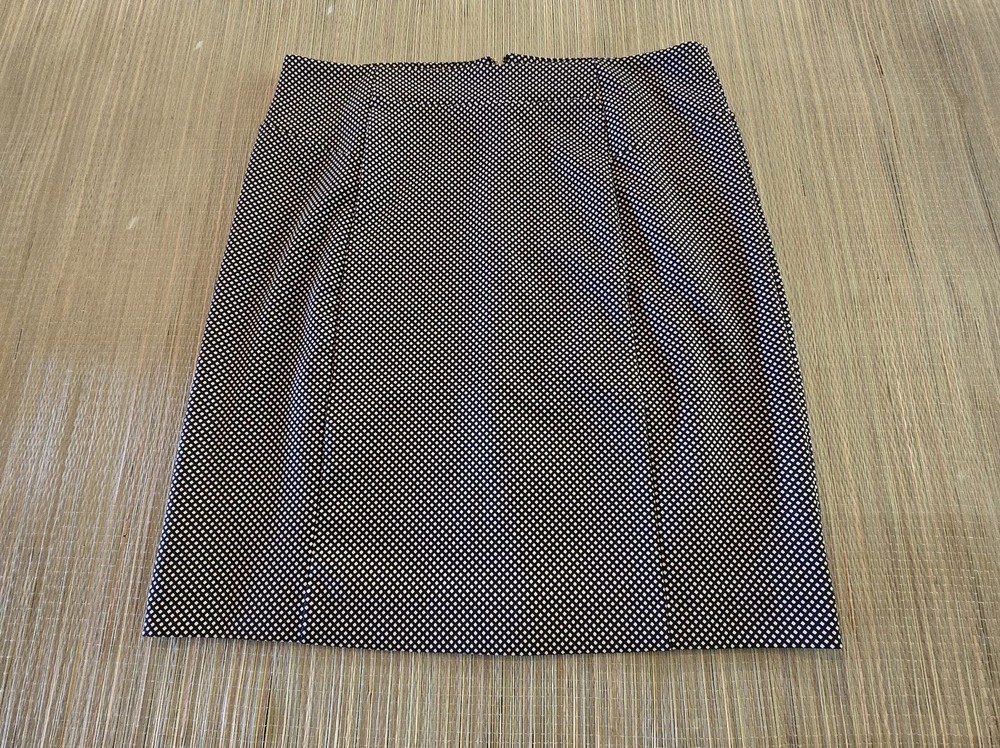 Michael Kors Black White Knee-Length Pencil Skirt with Exposed Zipper Womens L EUC
