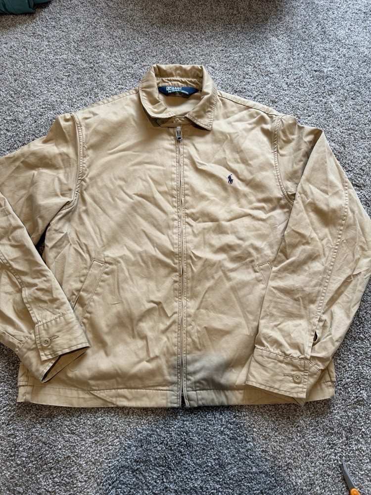 Vintage Polo Ralph Lauren Harrington Jacket Men's Medium Tan Full Zip Pony