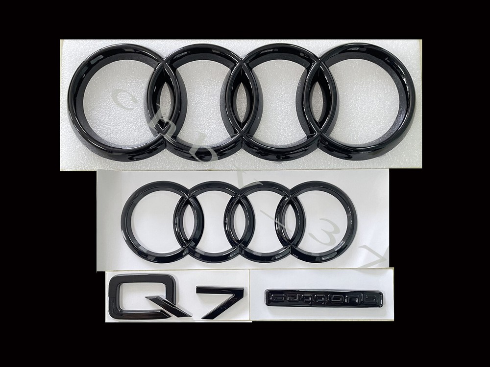 Audi Q7 Emblem Gloss Black Front Rear Rings Quattro 2016-2023 Combo Kit OE 4pcs