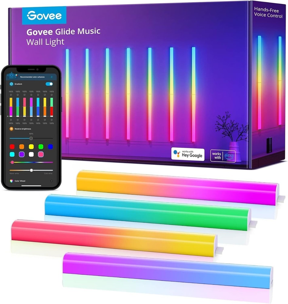 Glide RGBIC Music Wall Lights - Voice-Controlled LED Light Bars, 7 Panels Set