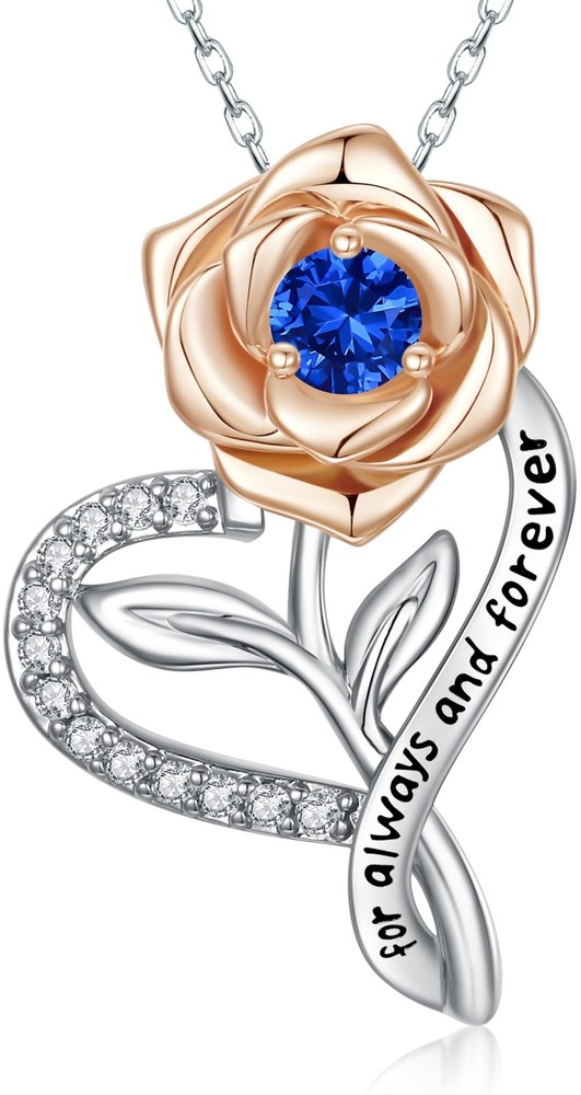 Rose Flower Birthstone Necklace for Women, Jewelry Gifts for Women Wife Girlf...