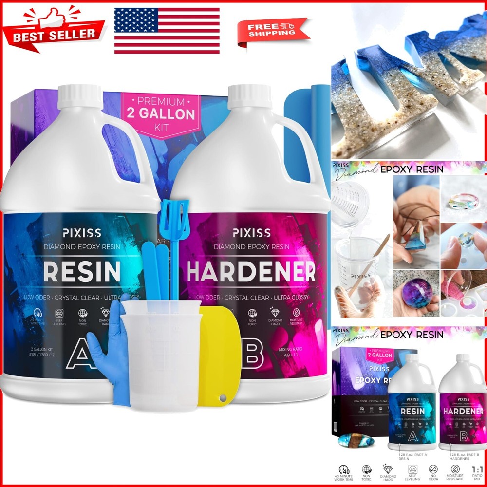 All-in-One 2 Gallon Epoxy Resin Art Kit with Mixing Tools and Guide - DIY Crafts