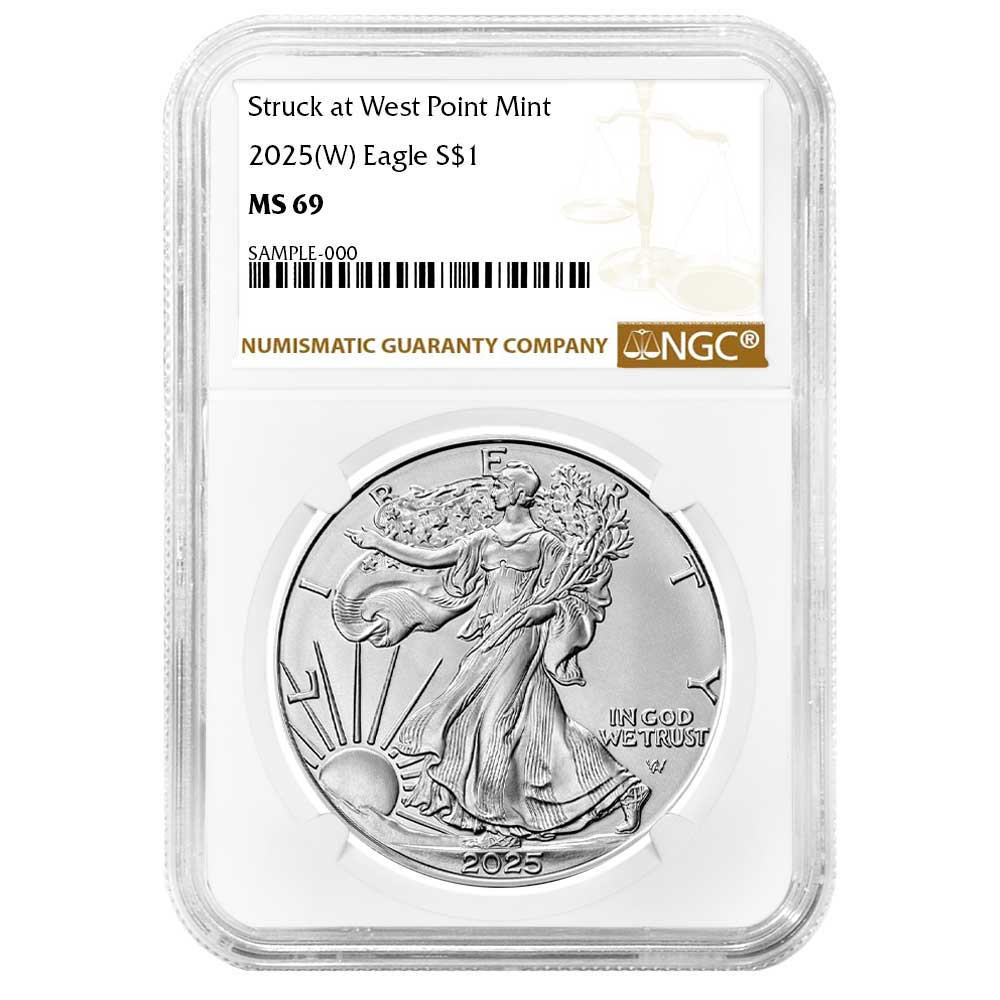 2025 (W) $1 American Silver Eagle NGC MS69 Brown Label