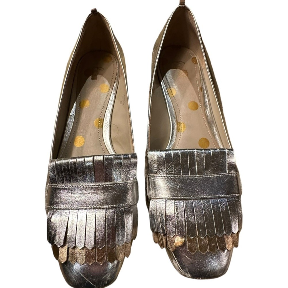 Boden Women’s Size 39 (8) Silver Flats with Gold Trim