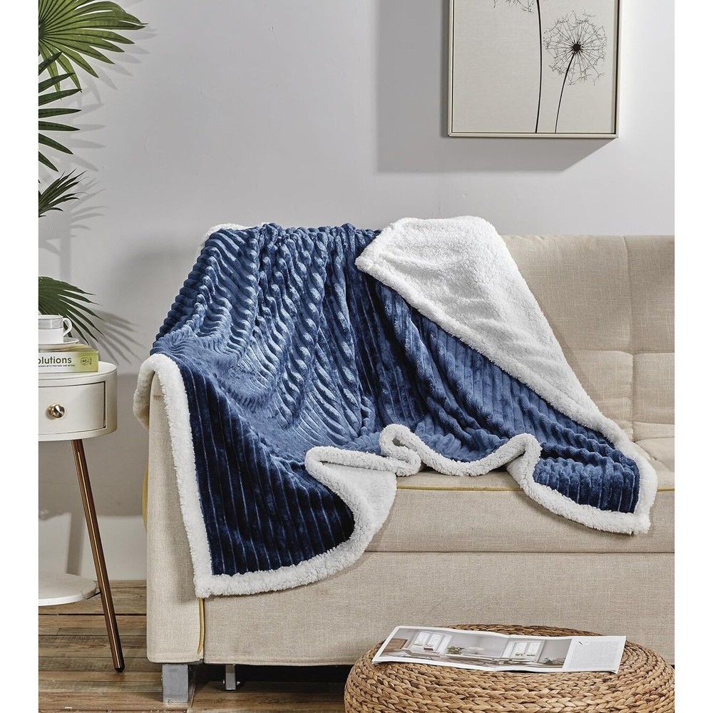 Faith Hope Love Sherpa Corduroy Cozy Throw Blanket for Home Decor