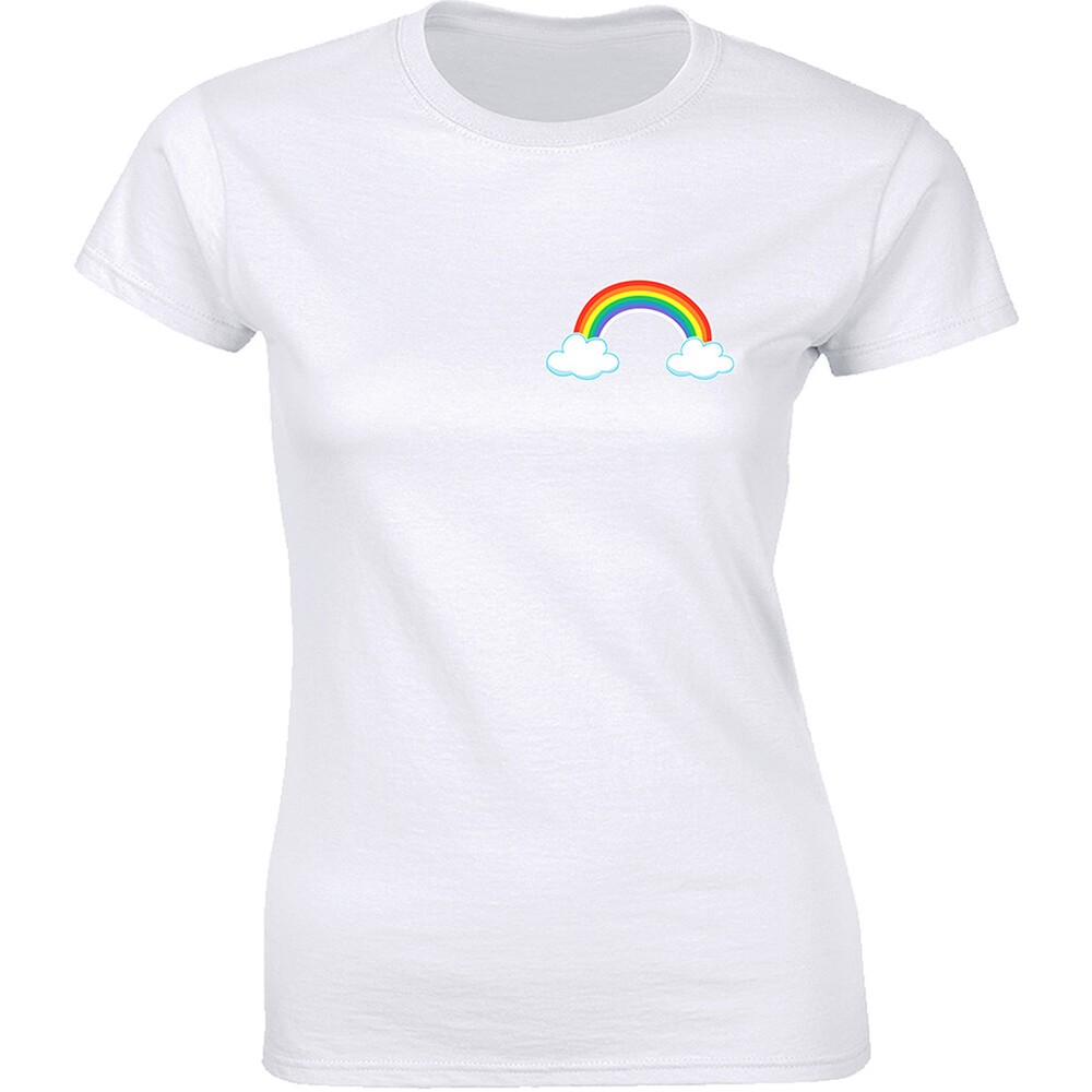 Rainbow Gay Pride Pocket Festival Freedom Tee LGBT GLBT Womens Fashion T-shirt