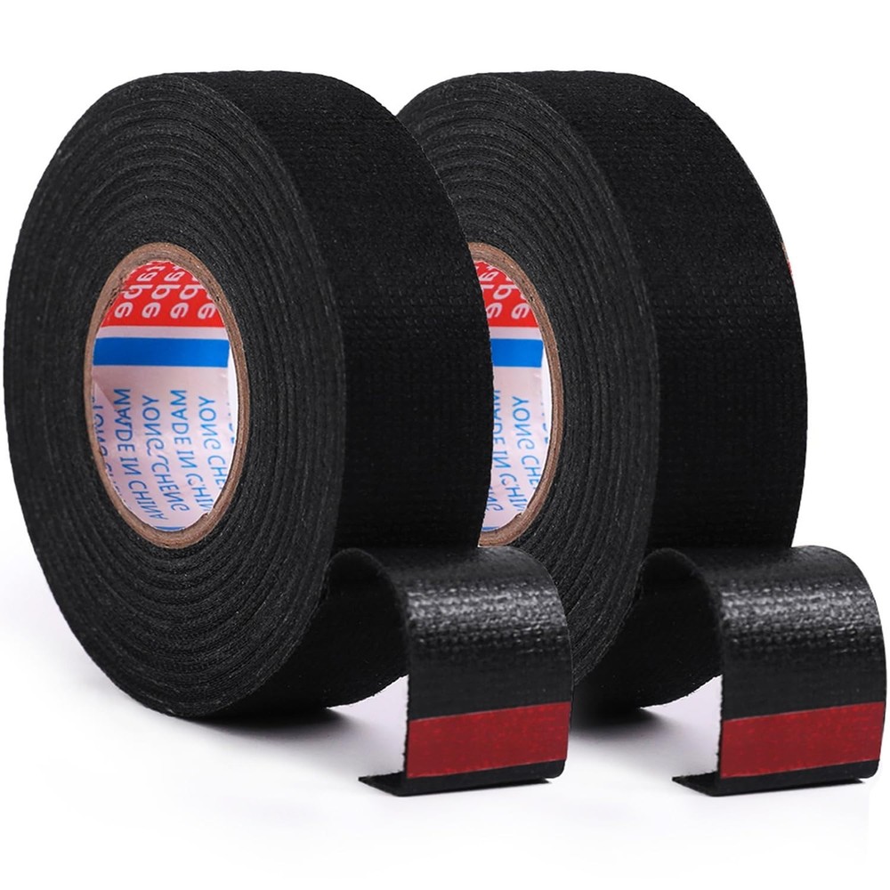 2 Rolls Black Cloth Tape for Automobile Electrical Wire Harnessing 15Mm X 50Ft