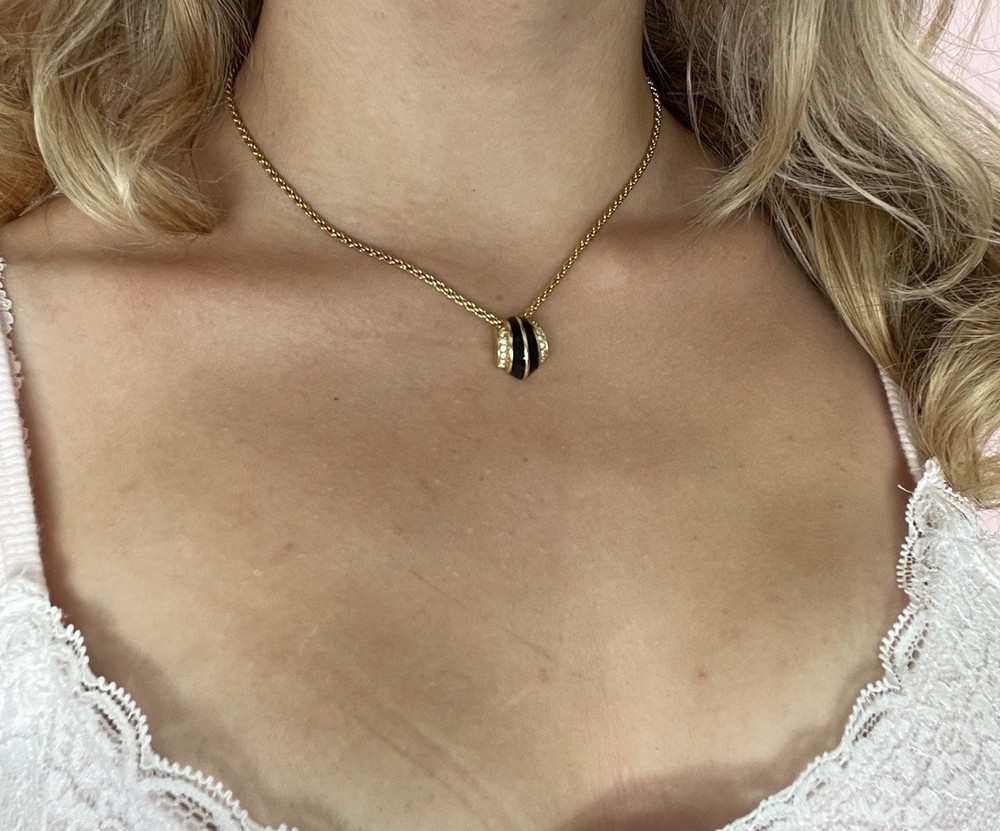 Vintage Christian Dior gold plated pendant necklace elegant statement jewelry