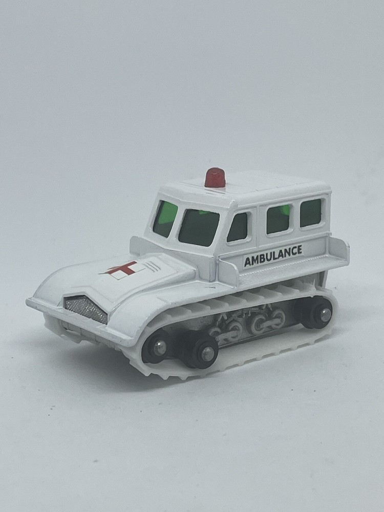 Vintage Lesney Matchbox 35 Custom Snow Trac Ambulance Restored.