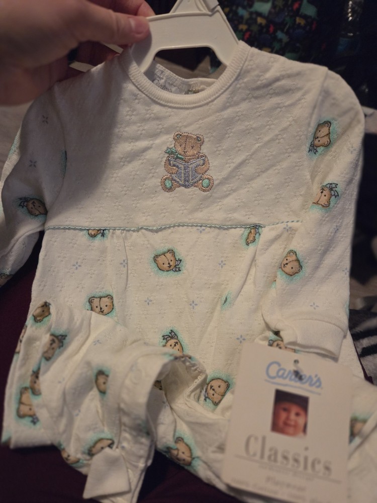 VTG Carter’s baby sleeper ABC bunny bear terry footed pajamas Medium 1990s