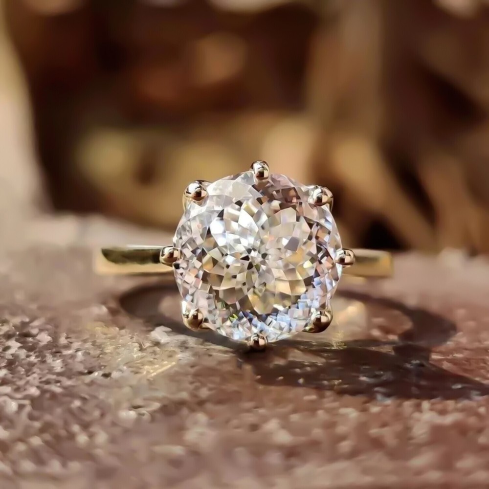 3.25 Ct Portuguese Cut White Diamond Solitaire Ring 925 Silver Xmas Gift