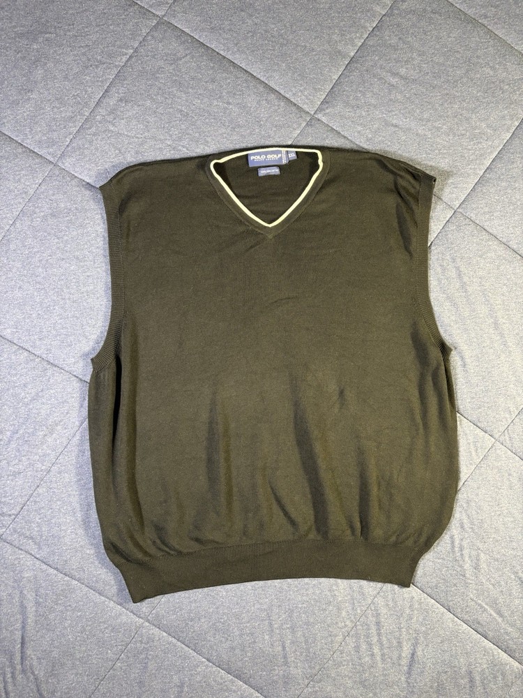 Polo Golf Ralph Lauren Sweater Vest Men’s XXL Black Solid 100% Pima Cotton
