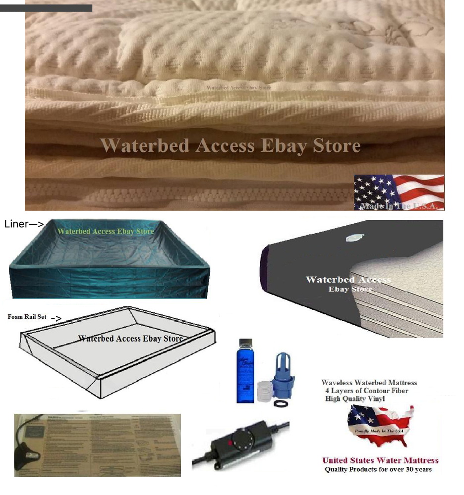 King Waterbed Mattress with 90% Pillow Top Cover and Heater