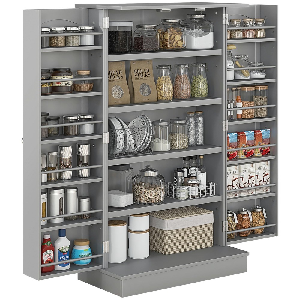 HOMCOM 41-Inch Freestanding Kitchen Pantry Storage Cabinet with Shelves