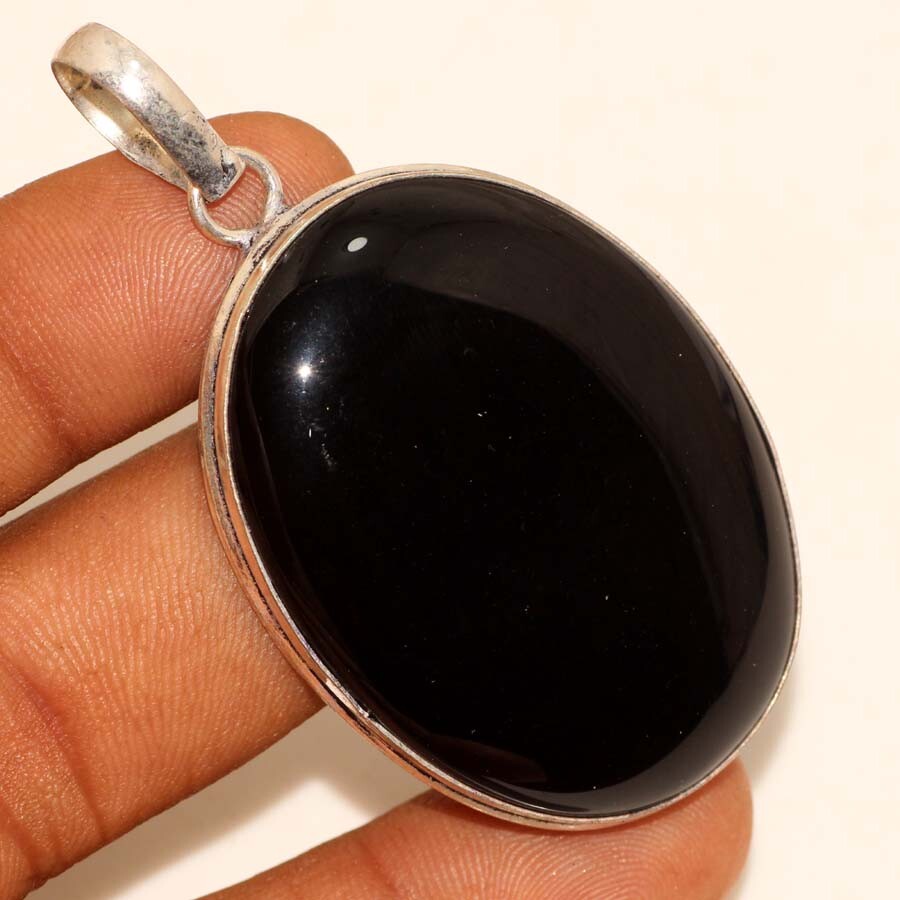 Handmade 925 Silver Black Onyx Pendant Gemstone Jewelry 2.3 Inches JW