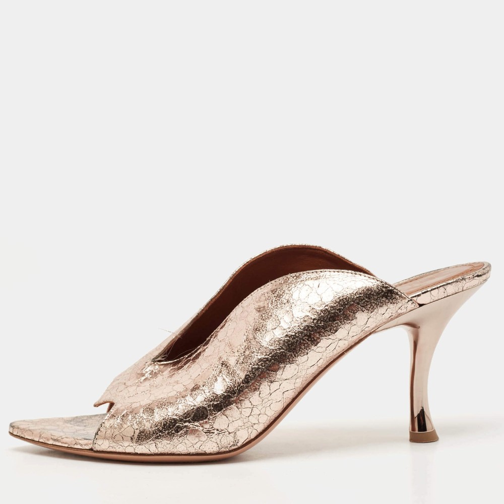 Malone Souliers Gold Metalic Leather Mules Size 40