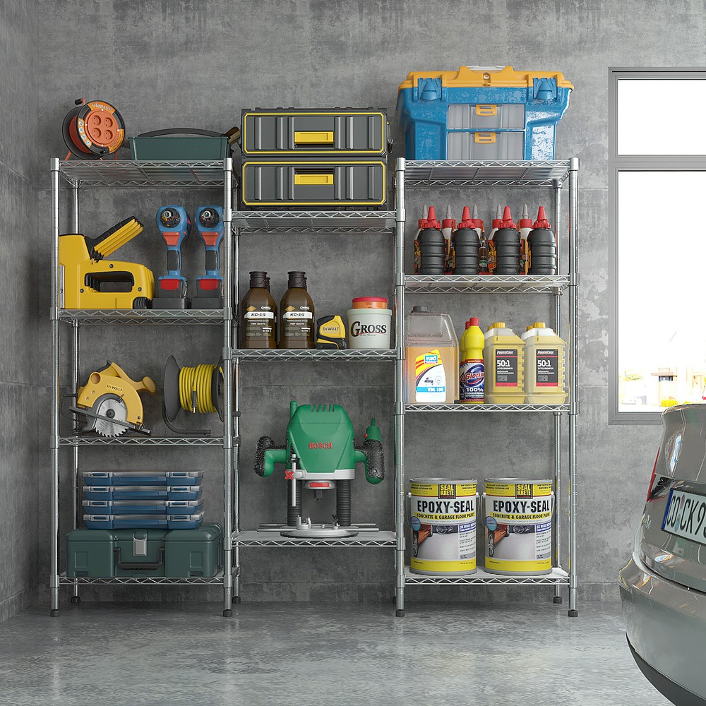 4-Tier Heavy Duty Adjustable Wire Storage Shelf for Garage or Kitchen