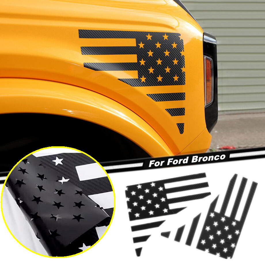 For 2021-2024 Ford Bronco Carbon Front Fender Side Air Vent Cover Sticker Trim2*