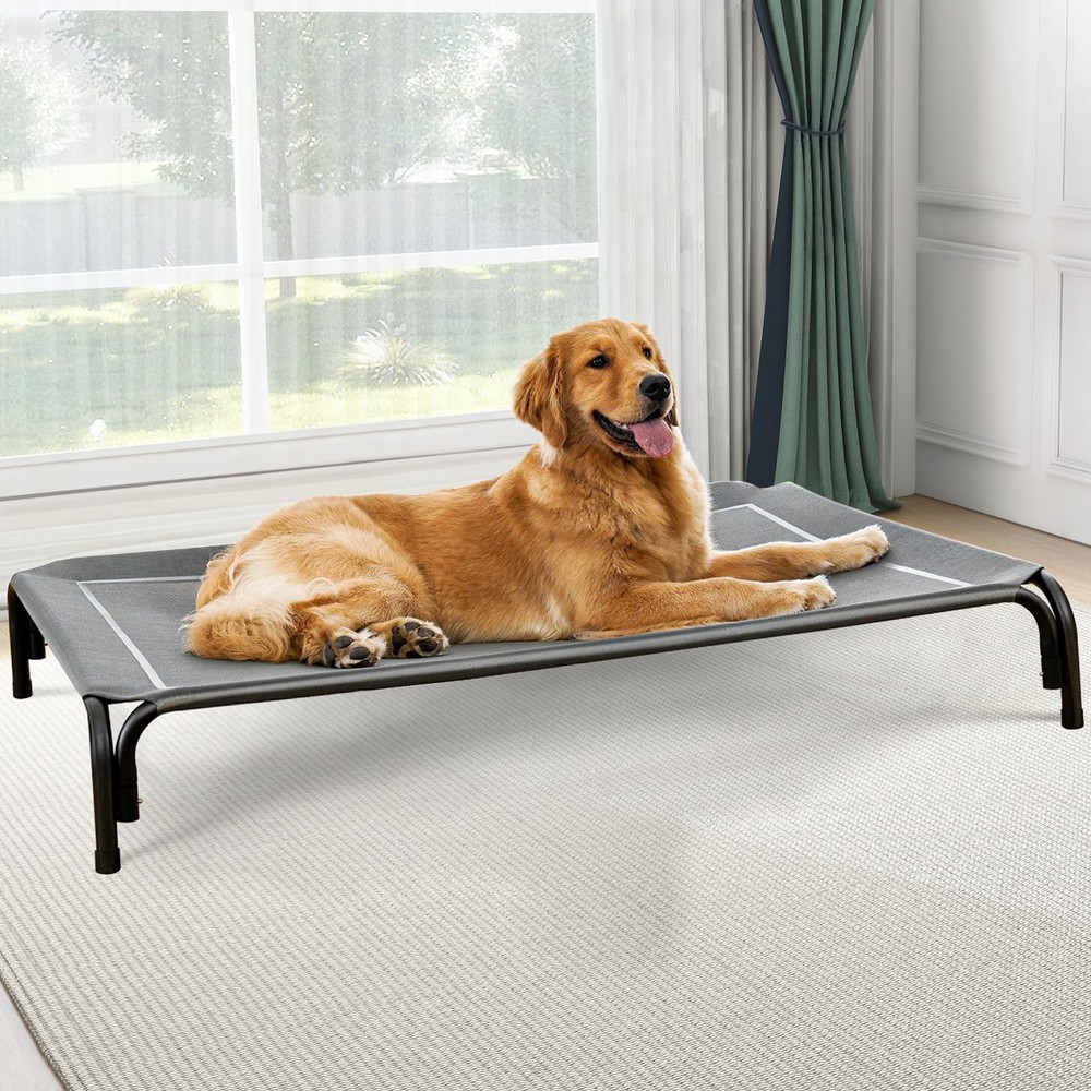 Elevated Cooling Dog Bed for Large Dogs - Portable Outdoor Raised Pet Cot