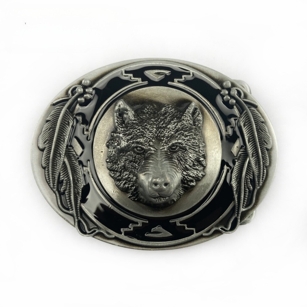 Western Cowboy Belt Buckle for Men & Women USA Retro Rodeo Casual Wear Wolf Head
