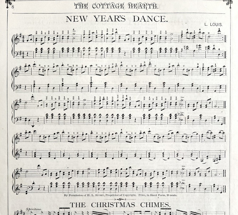 Victorian C1870s Christmas New Year Dance Sheet Music Cottage Hearth DWEE4-image