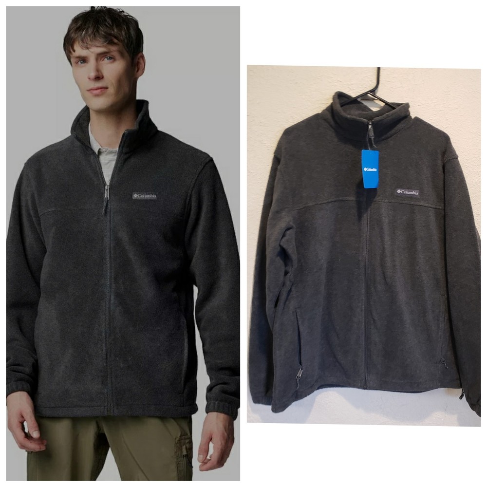 Columbia Steens Mountain Mens Fleece Jacket Full-Zip Large Dark Grey