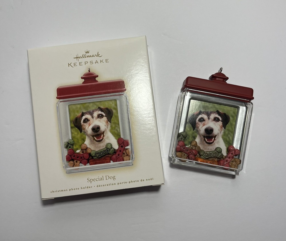 2009 Hallmark Dog Treat Jar Photo Holder Frame Ornament