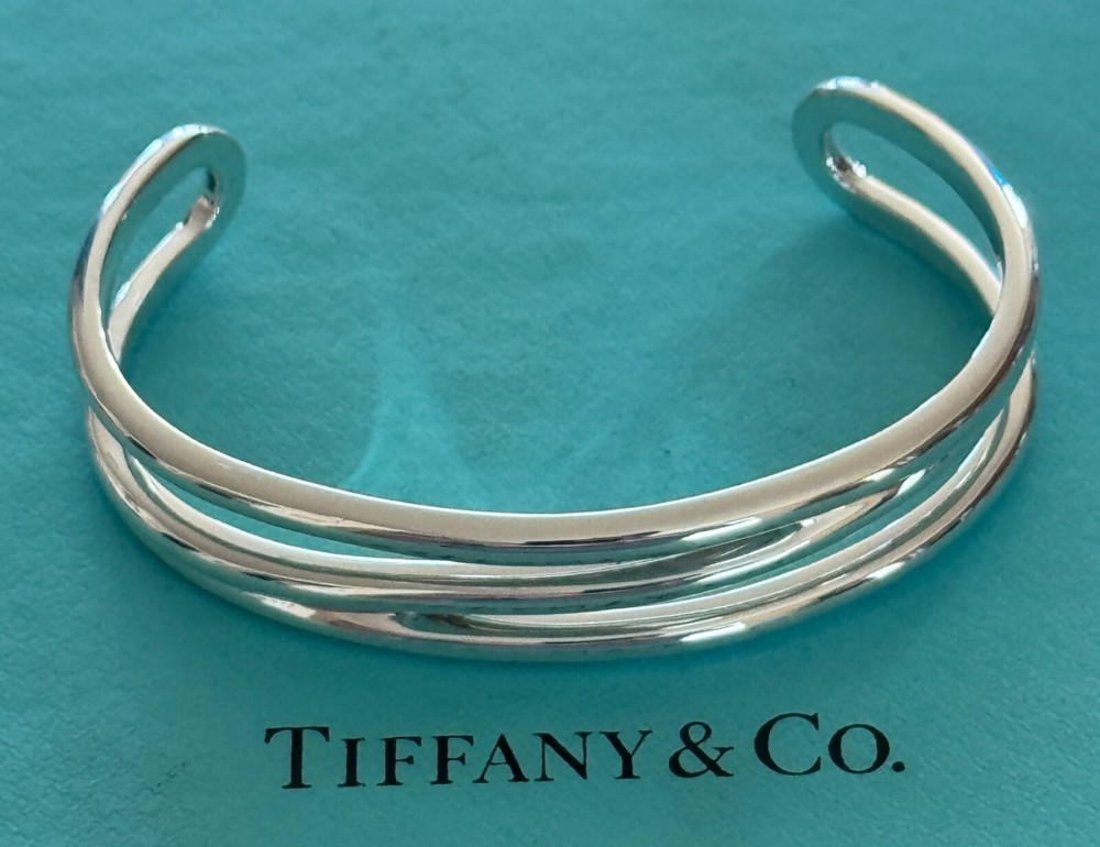 Tiffany & Co Diagonal Cuff Bracelet in 925 Sterling Silver Made in Italy