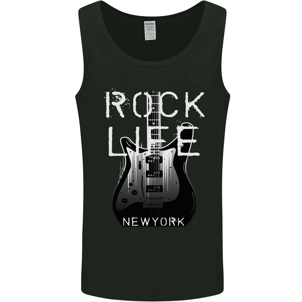 Rock Life Electric Guitar Music New York Band Mens Vest Tank Top