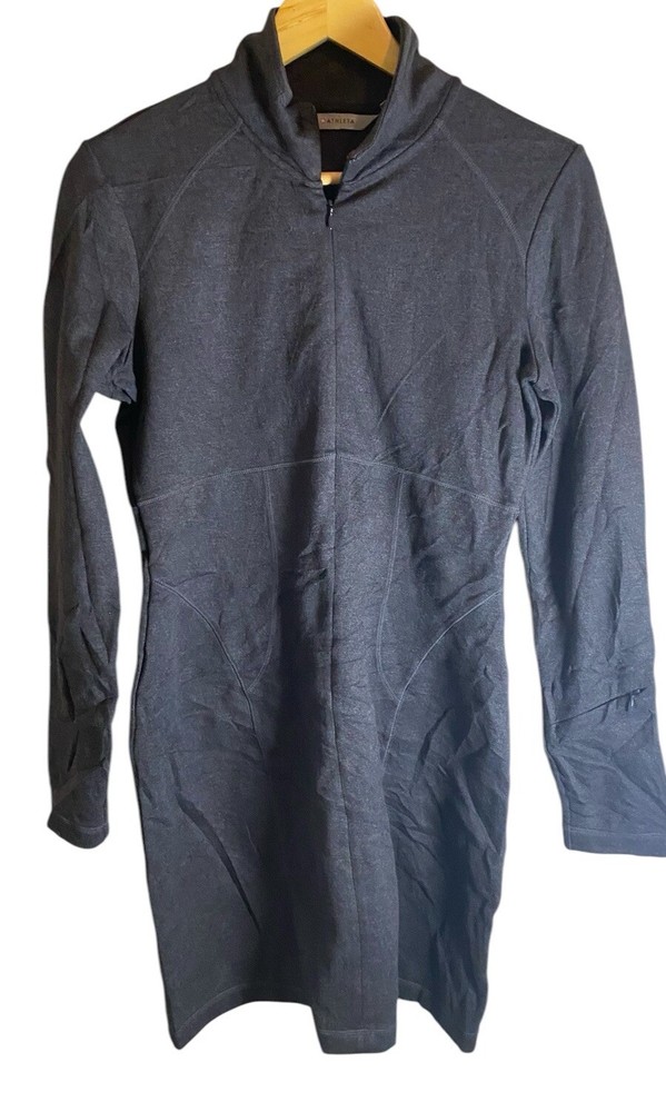 Athleta  Women’s Cassidy Scuba Zip Front Ponte Knit Long Sleeve Dress Gray Small