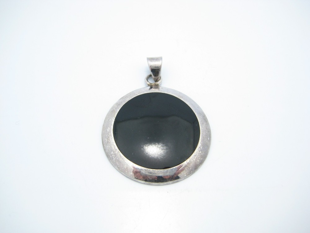 Sterling Silver Black Onyx Round Pendant Or Charm