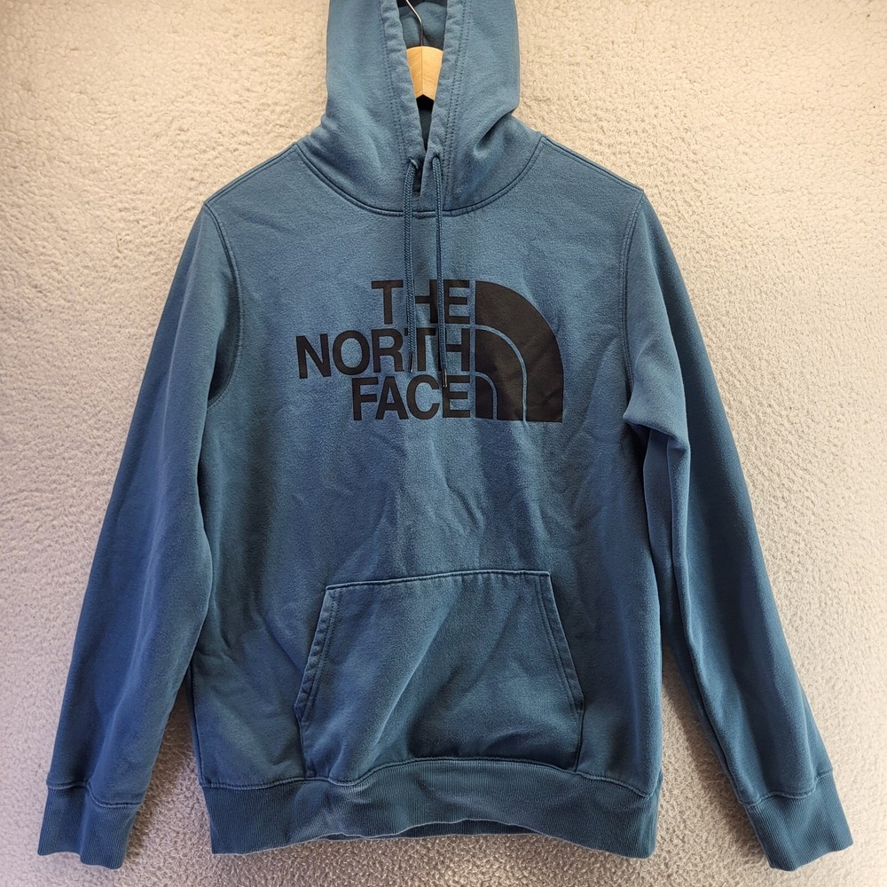 The North Face TNF Logo Blue Hoodie for Men - Medium Pullover Sweatshirt