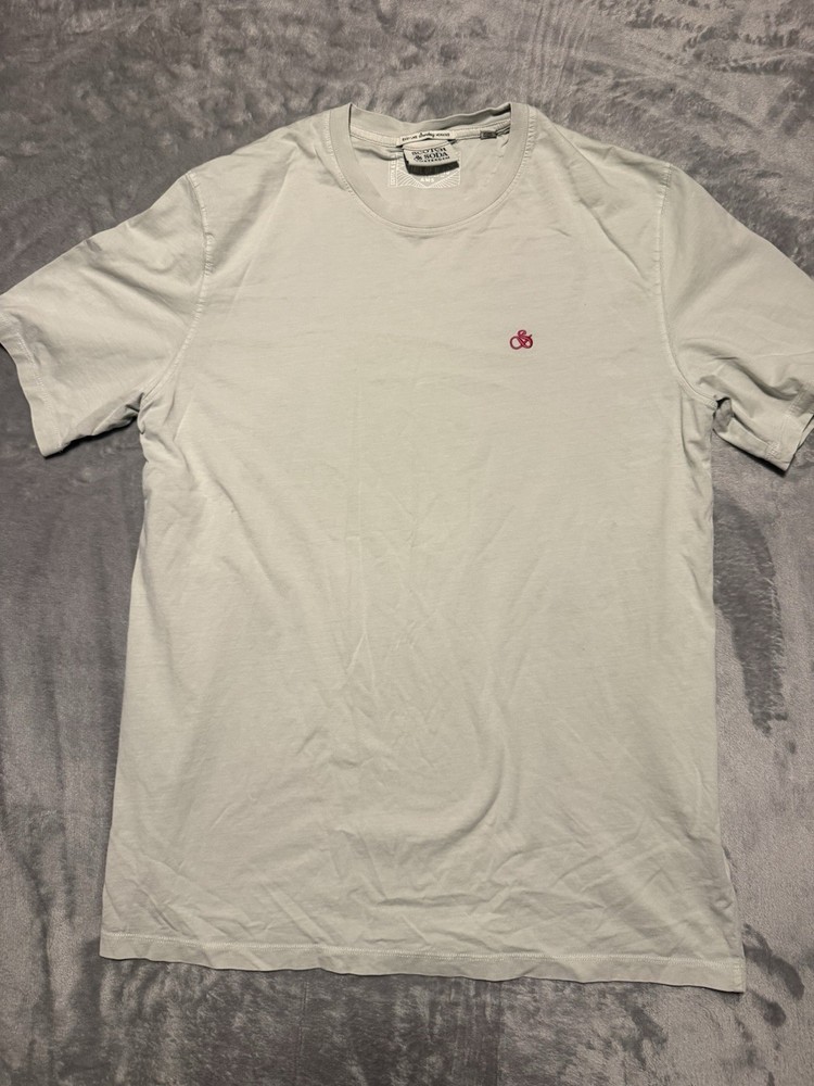 Scotch & Soda Embroidered Logo T-shirt Men Slim XL Short Sleeve Gray