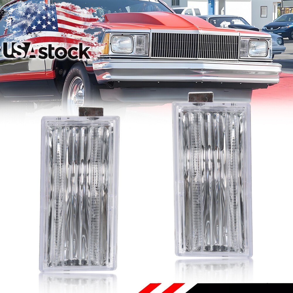 78-79 Chevy El Camino Malibu Clear Front Turn Signal Lights Pair  